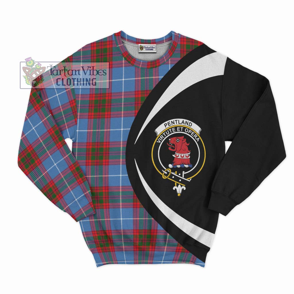 Pentland Tartan Sweatshirt with Family Crest Circle Style Unisex - Tartan Vibes Clothing