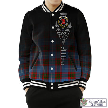 Pentland Tartan Baseball Jacket Featuring Alba Gu Brath Family Crest Celtic Inspired Unisex - Tartan Vibes Clothing