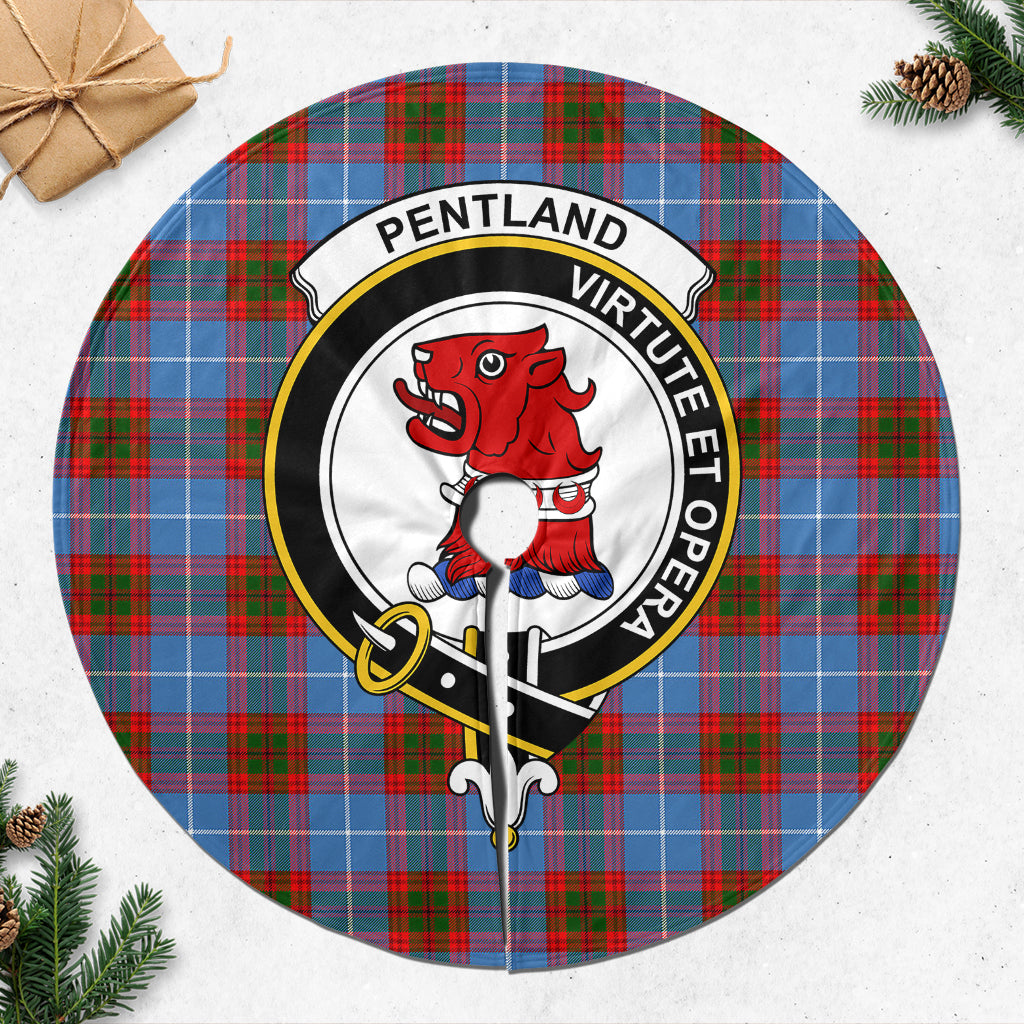 Pentland Tartan Christmas Tree Skirt with Family Crest 47*47 inch - Tartan Vibes Clothing