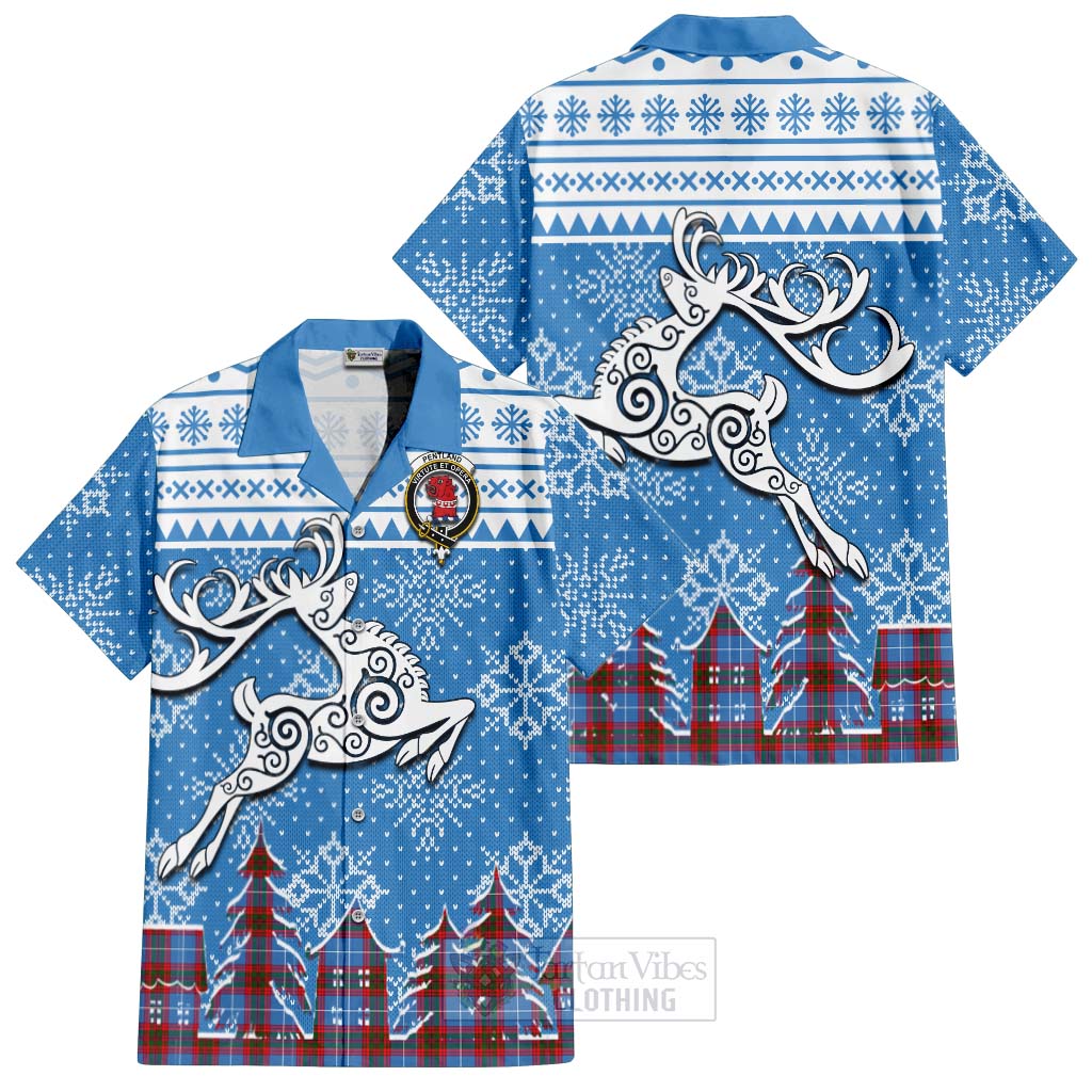Pentland Clan Christmas Hawaiian Shirt Celtic Reindeer Style Kid - Tartan Vibes Clothing