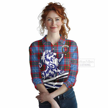 Pentland Tartan Women's Casual Shirt with Alba Gu Brath Regal Lion Emblem Female - Tartan Vibes Clothing