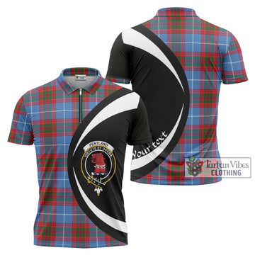 Pentland Tartan Zipper Polo Shirt with Family Crest Circle Style Unisex - Tartan Vibes Clothing