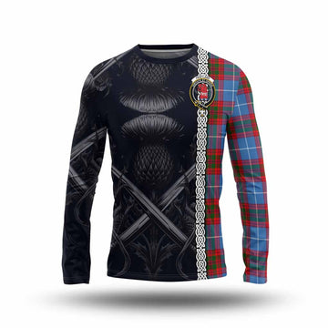 Pentland Tartan Long Sleeve T-Shirt with Family Crest Cross Sword Thistle Celtic Vibes Unisex - Tartan Vibes Clothing