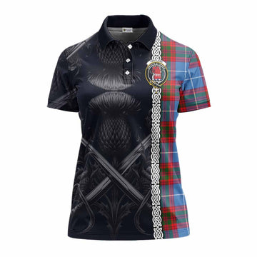 Pentland Tartan Women's Polo Shirt with Family Crest Cross Sword Thistle Celtic Vibes Women - Tartan Vibes Clothing