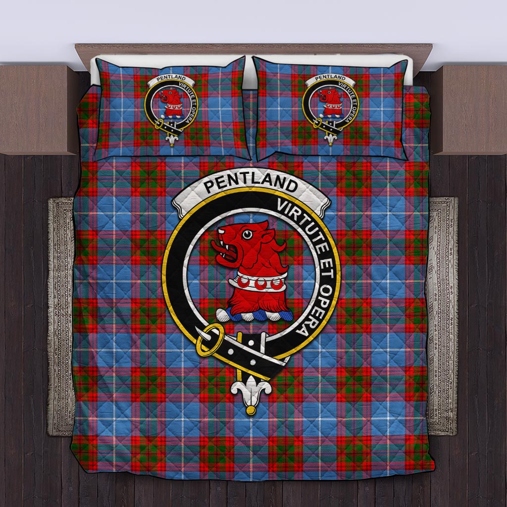 Pentland Tartan Quilt Bed Set with Family Crest King - Tartan Vibes Clothing