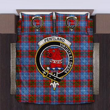 Pentland Tartan Quilt Bed Set with Family Crest King - Tartan Vibes Clothing