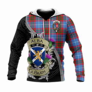 Pentland Tartan Family Crest Knitted Hoodie Lion Rampant Royal Thistle Shield Celtic Inspired Unisex Knitted Pullover Hoodie - Tartan Vibes Clothing