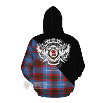 Pentland Tartan Cotton Hoodie with Family Crest and Military Logo Style Pullover Hoodie - Tartan Vibes Clothing
