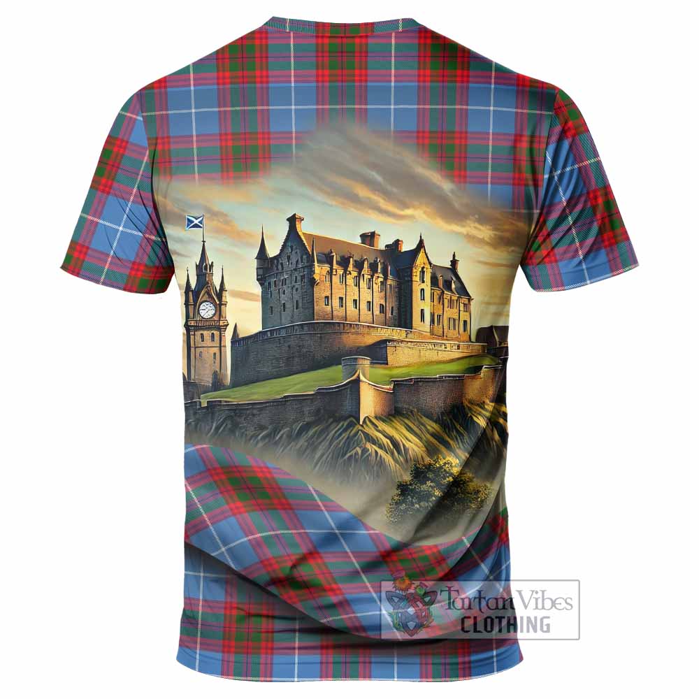 Pentland Tartan Family Crest T-Shirt with Scottish Ancient Castle Style - Tartan Vibes Clothing