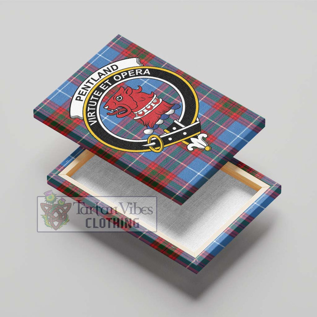 Pentland Tartan Canvas Print Wall Art with Family Crest - Tartan Vibes Clothing