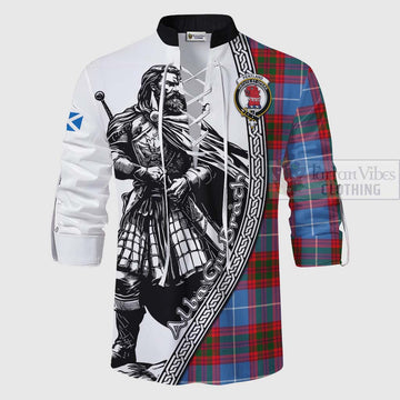 Pentland Tartan Clan Crest Ghillie Kilt Shirt with Highlander Warrior Celtic Style - Tartan Vibes Clothing