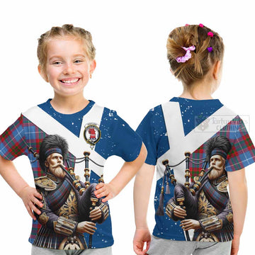 Pentland Tartan Kid T-Shirt with Family Crest Scottish Bagpiper Vibes - Tartan Vibes Clothing