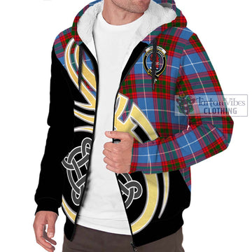 Pentland Tartan Sherpa Hoodie with Family Crest and Celtic Symbol Style - Tartan Vibes Clothing