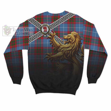 Pentland Crest Tartan Sweatshirt with Golden Lion Emblem Celtic Style - Tartan Vibes Clothing