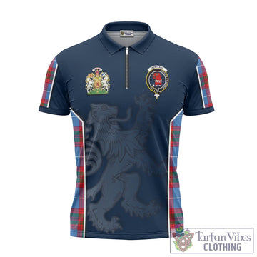 Pentland Tartan Zipper Polo Shirt with Family Crest and Lion Rampant Vibes Sport Style - Tartan Vibes Clothing