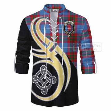 Pentland Tartan Ghillie Kilt Shirt with Family Crest and Celtic Symbol Style - Tartan Vibes Clothing