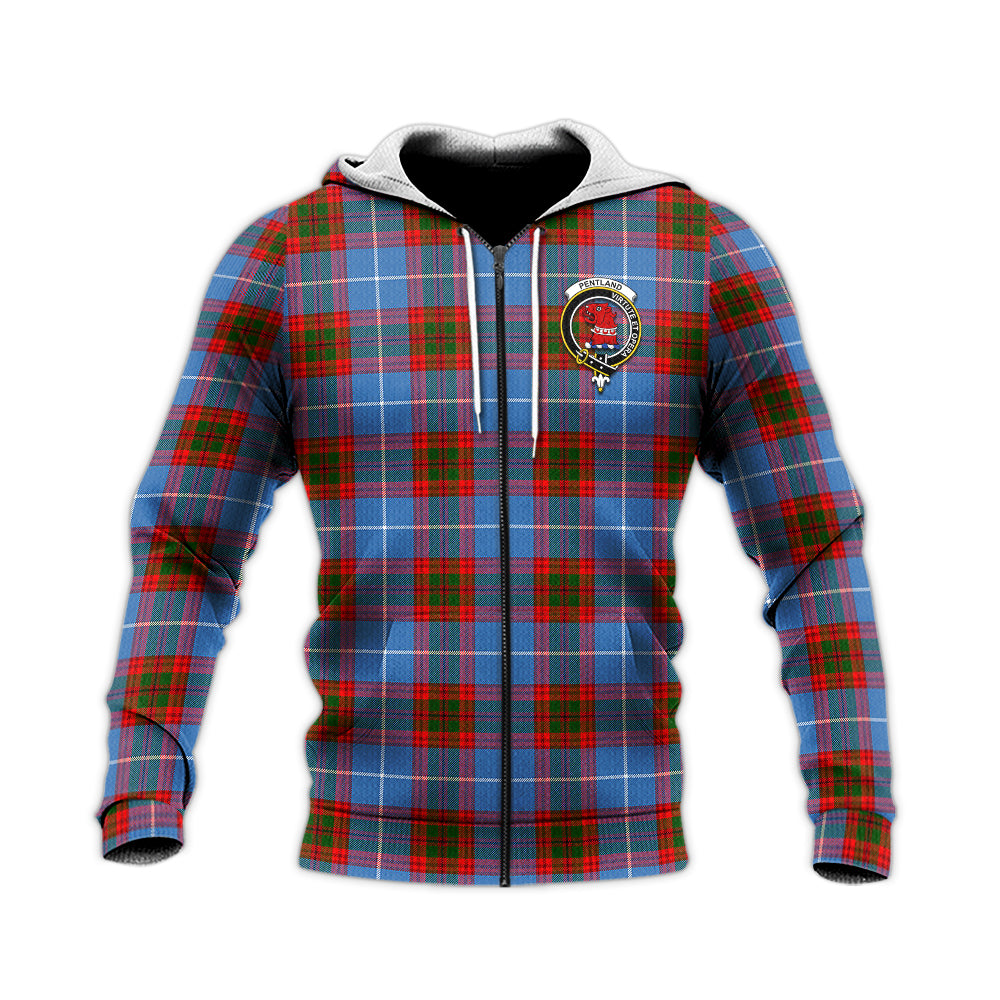 Pentland Tartan Knitted Hoodie with Family Crest Unisex Knitted Zip Hoodie - Tartan Vibes Clothing