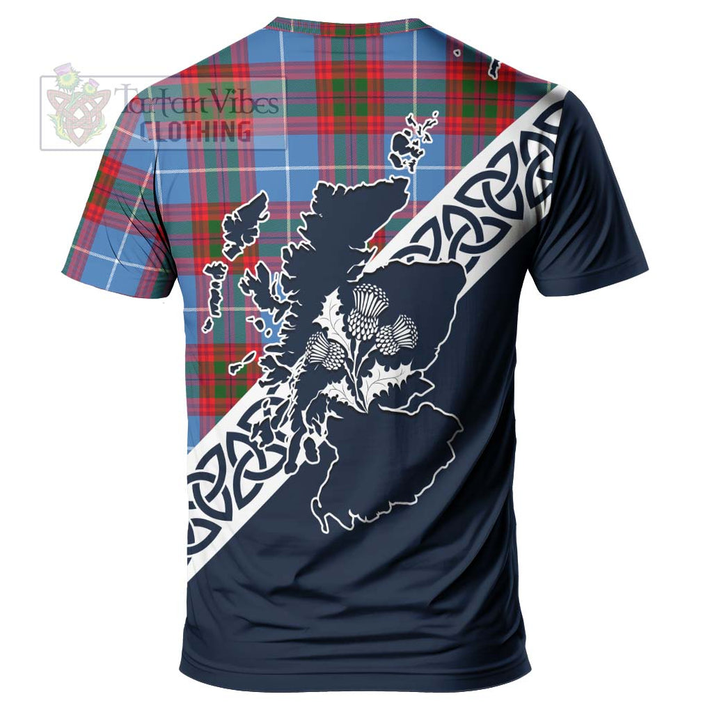 Pentland Tartan T-Shirt Featuring Thistle and Scotland Map - Tartanvibesclothing Store