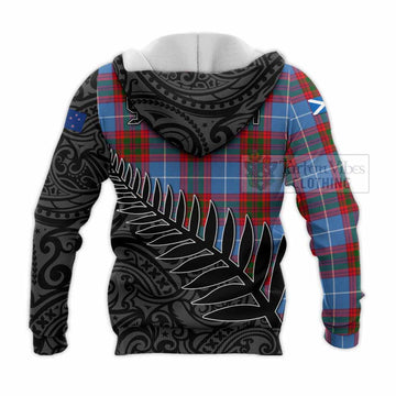 Pentland Crest Tartan Knitted Hoodie with New Zealand Silver Fern Half Style - Tartan Vibes Clothing