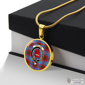 Pentland Tartan Circle Necklace with Family Crest Luxury Necklace (Gold) No - Tartan Vibes Clothing