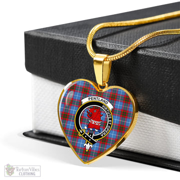 Pentland Tartan Heart Necklace with Family Crest - Tartan Vibes Clothing