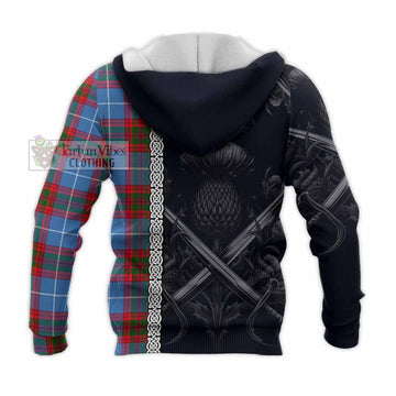 Pentland Tartan Knitted Hoodie with Family Crest Cross Sword Thistle Celtic Vibes - Tartan Vibes Clothing