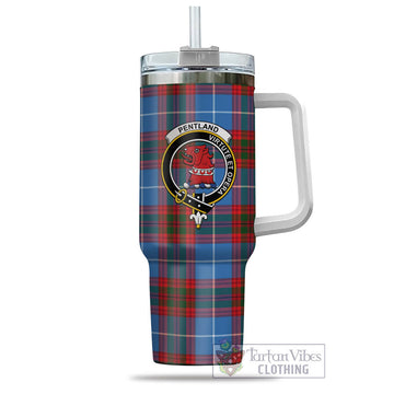 Pentland Tartan and Family Crest Tumbler with Handle