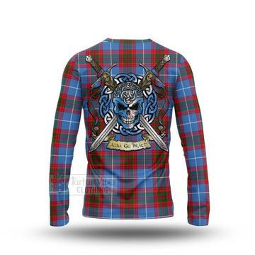 Pentland Tartan Long Sleeve T-Shirt with Family Crest Celtic Skull Style - Tartan Vibes Clothing