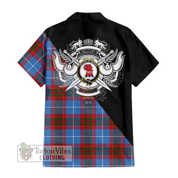 Pentland Tartan Hawaiian Shirt with Family Crest and Military Logo Style - Tartan Vibes Clothing