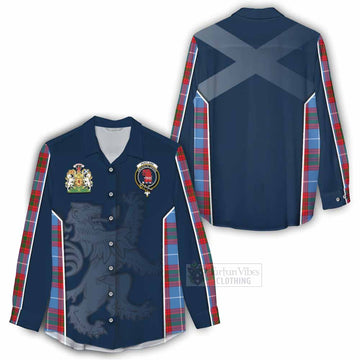 Pentland Tartan Women's Casual Shirt with Family Crest and Lion Rampant Vibes Sport Style - Tartan Vibes Clothing