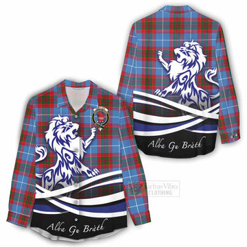 Pentland Tartan Women's Casual Shirt with Alba Gu Brath Regal Lion Emblem - Tartan Vibes Clothing