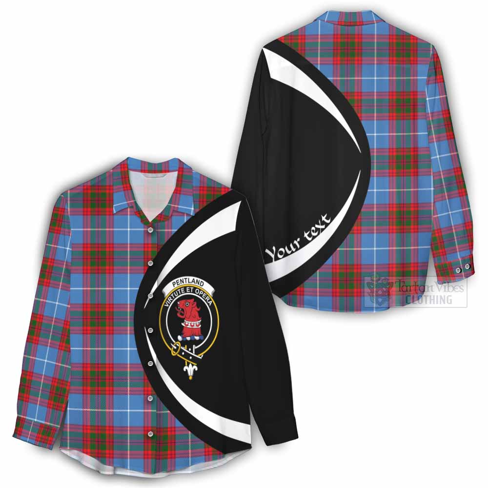 Pentland Tartan Women's Casual Shirt with Family Crest Circle Style - Tartan Vibes Clothing