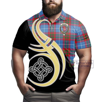 Pentland Tartan Polo Shirt with Family Crest and Celtic Symbol Style - Tartan Vibes Clothing