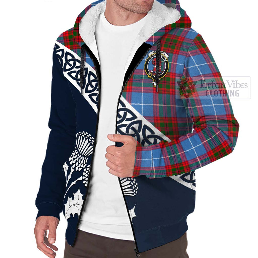 Pentland Tartan Sherpa Hoodie Featuring Thistle and Scotland Map - Tartan Vibes Clothing