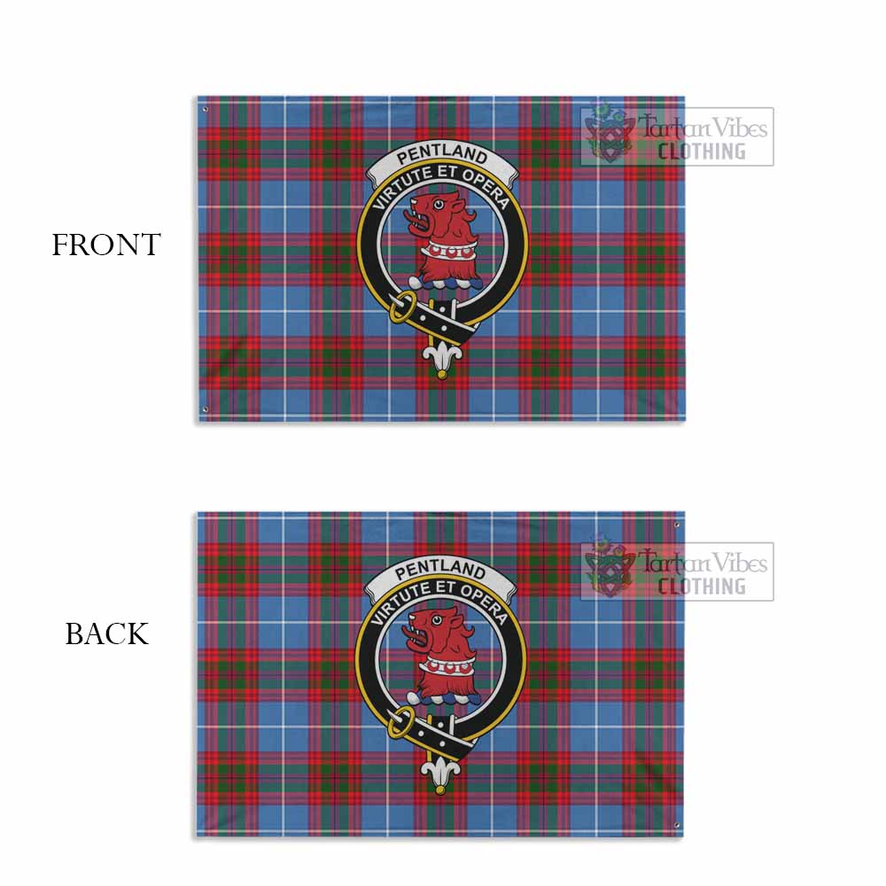 Tartan Vibes Clothing Pentland Tartan House Flag with Family Crest