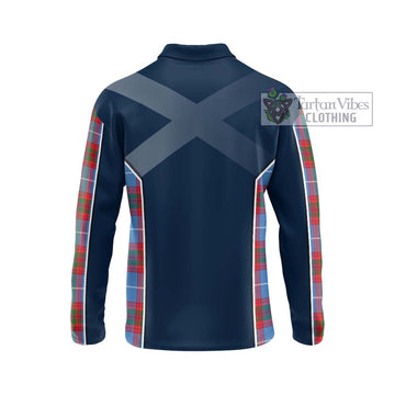 Pentland Tartan Long Sleeve Polo Shirt with Family Crest and Lion Rampant Vibes Sport Style - Tartan Vibes Clothing