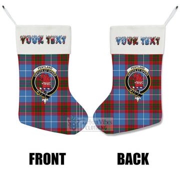 Pentland Tartan Family Crest Christmas Stocking with Personalized Text - Tartan Vibes Clothing