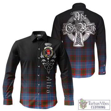 Pentland Tartan Long Sleeve Button Up Featuring Alba Gu Brath Family Crest Celtic Inspired - Tartan Vibes Clothing
