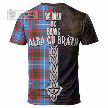 Tartan Vibes Clothing Pentland Tartan Family Crest T-Shirt Alba Gu Brath Be Brave Lion Ancient Style