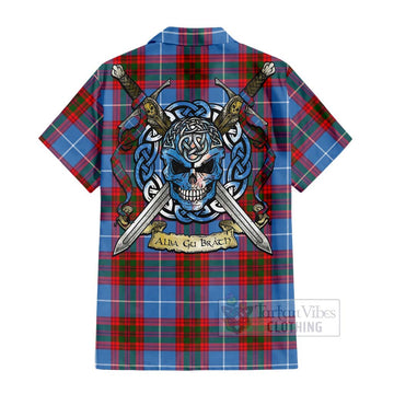 Pentland Tartan Hawaiian Shirt with Family Crest Celtic Skull Style - Tartan Vibes Clothing
