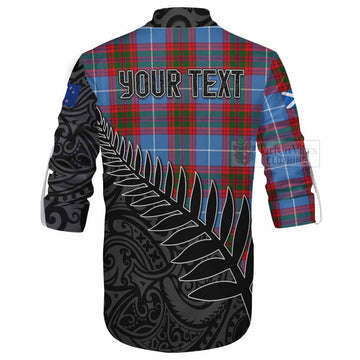 Pentland Crest Tartan Ghillie Kilt Shirt with New Zealand Silver Fern Half Style - Tartan Vibes Clothing