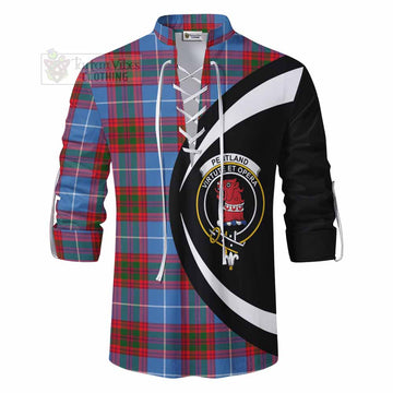 Pentland Tartan Ghillie Kilt Shirt with Family Crest Circle Style - Tartan Vibes Clothing