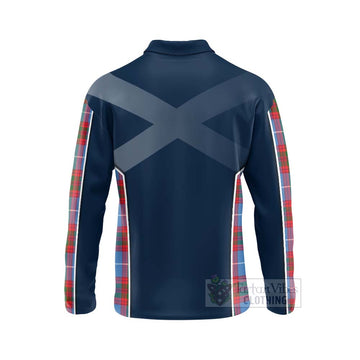 Tartan Vibes Clothing Pentland Tartan Long Sleeve Polo Shirt with Family Crest and Scottish Thistle Vibes Sport Style