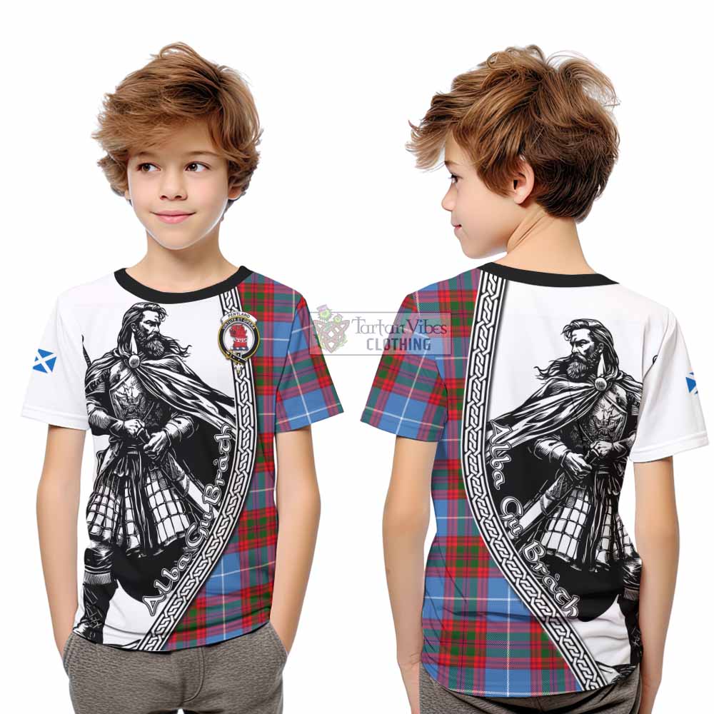 Pentland Tartan Clan Crest Kid T-Shirt with Highlander Warrior Celtic Style - Tartan Vibes Clothing