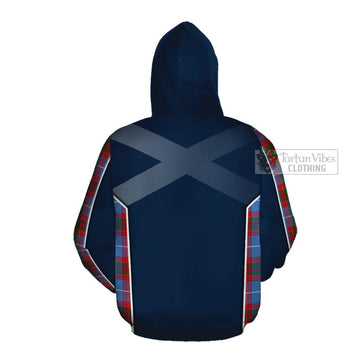 Pentland Tartan Cotton Hoodie with Family Crest and Lion Rampant Vibes Sport Style Pullover Hoodie - Tartan Vibes Clothing