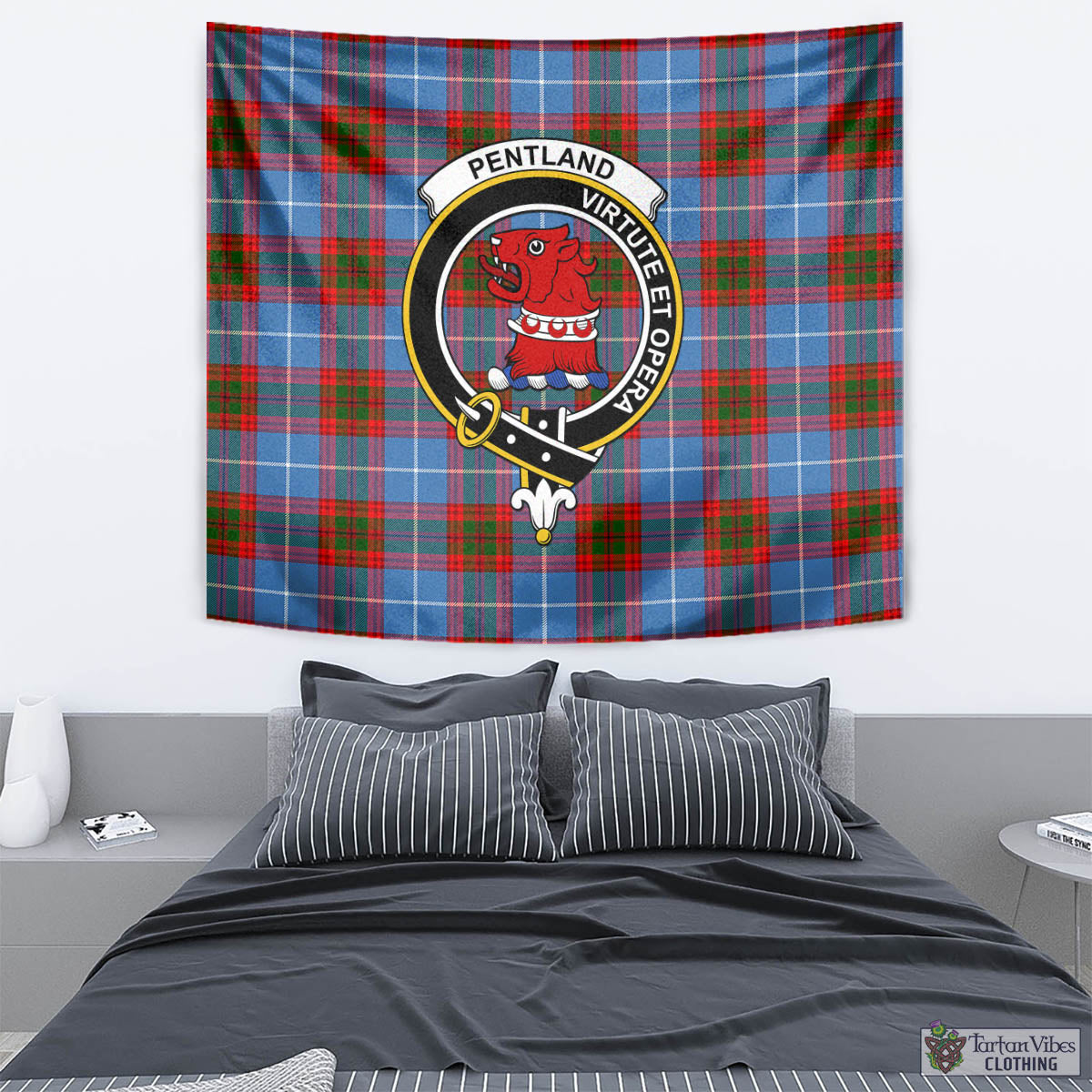 Pentland Tartan Tapestry Wall Hanging and Home Decor for Room with Family Crest - Tartan Vibes Clothing