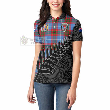 Pentland Crest Tartan Women's Polo Shirt with New Zealand Silver Fern Half Style - Tartan Vibes Clothing