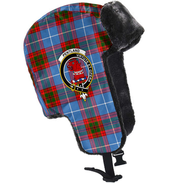 Pentland Tartan Winter Trapper Hat with Family Crest