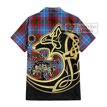 Pentland Tartan Hawaiian Shirt with Family Crest Celtic Wolf Style - Tartan Vibes Clothing