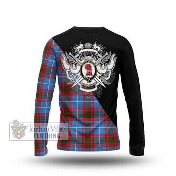 Pentland Tartan Long Sleeve T-Shirt with Family Crest and Military Logo Style - Tartan Vibes Clothing